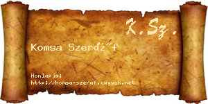 Komsa Szeráf névjegykártya